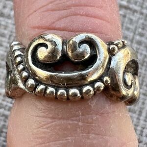 Brighton 925 Sterling Silver Bead & Heart Band Ring Size 5